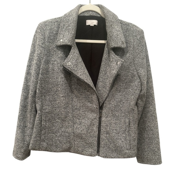 Loft Moto Jacket Cozy Soft Outerwear Classic Neutral Layer Capsule Petite Large - Picture 9 of 13